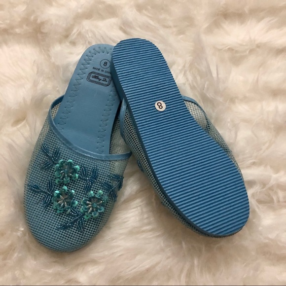 🆕New Blue Slides Flat Slippers - Picture 9 of 11
